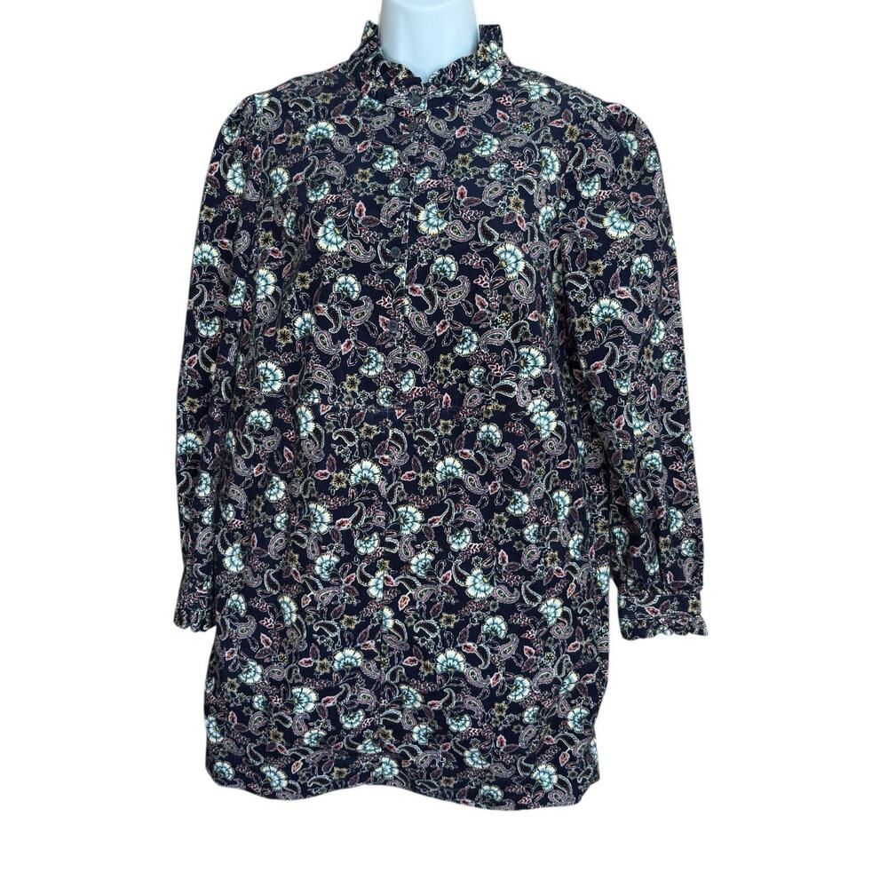 NEW Boden Corduroy Dress Women's Size Petite 6 6p Blue Floral Ruffle Prairie